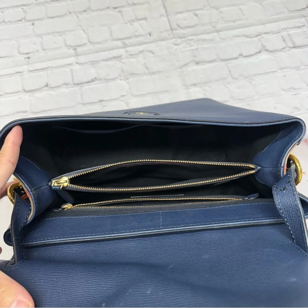 Authentic Burberry Camberley Medium Leather Satchel Navy Blue Hand Bag - Picture 14 of 16